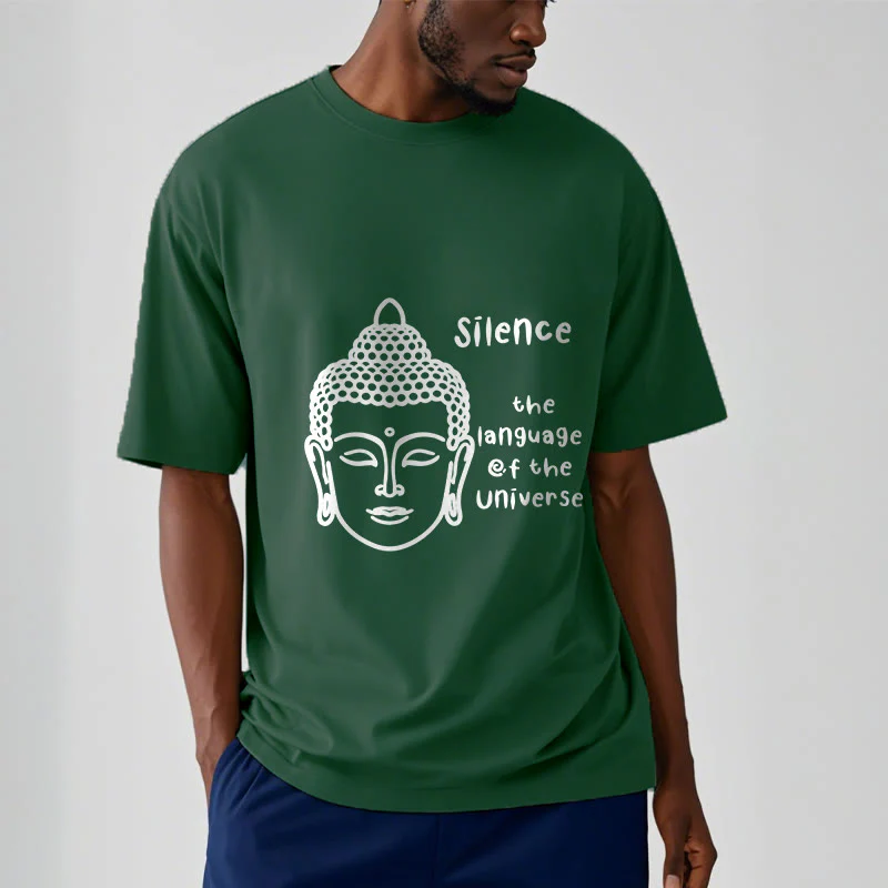 Buddha Stones Casual Meditating Buddha Head Pattern Cotton Tee T-shirt