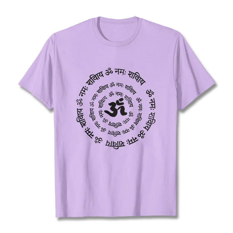 Buddha Stones OM Symbol Sanskrit Mantras Design Cotton Tee T-shirt