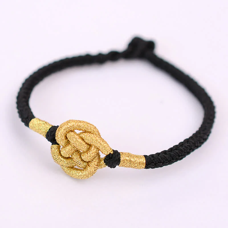 Buddha Stones Handmade Simple Design Chinese Knotting Luck Strength Braid String Bracelet