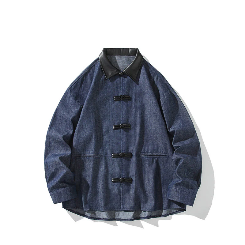 Buddha Stones Men's Frog-Button Cotton Long Sleeve Shirt With Pockets