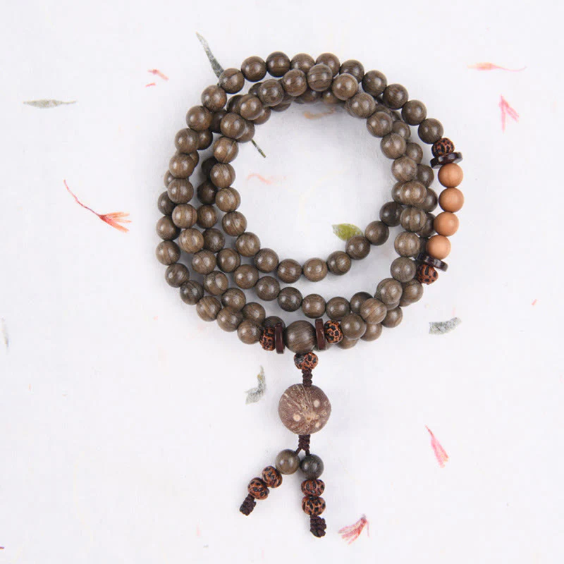 Buddha Stones Tibetan Sandalwood Protection Charm Mala Bracelet