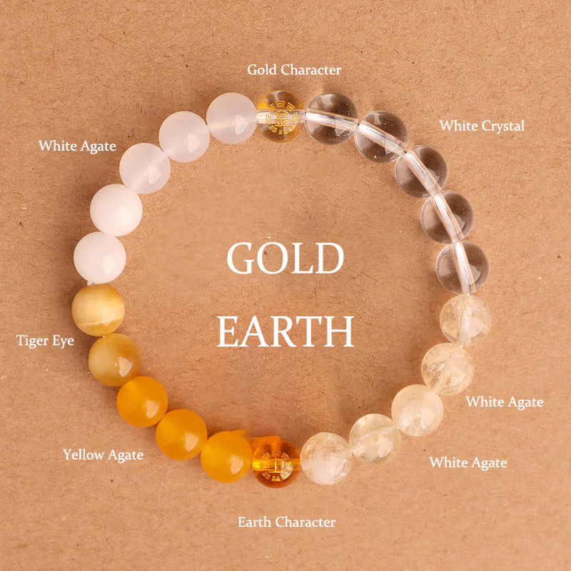 Buddha Stones Five Elements Various Agate Crystal Black Onyx Green Chalcedony Aquamarine Wisdom Bracelet