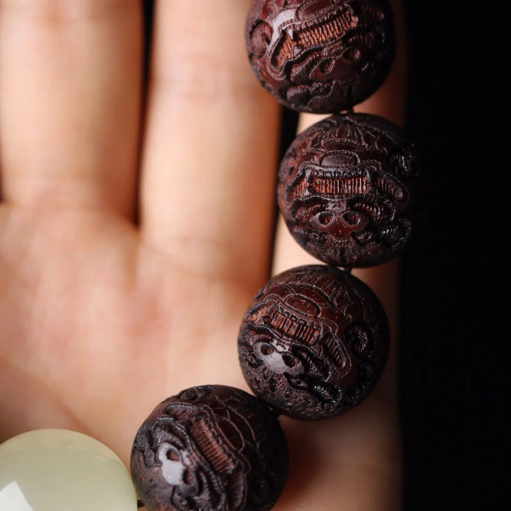 Buddha Stones Tibetan Rosewood Engraving PiXiu Warmth Bracelet