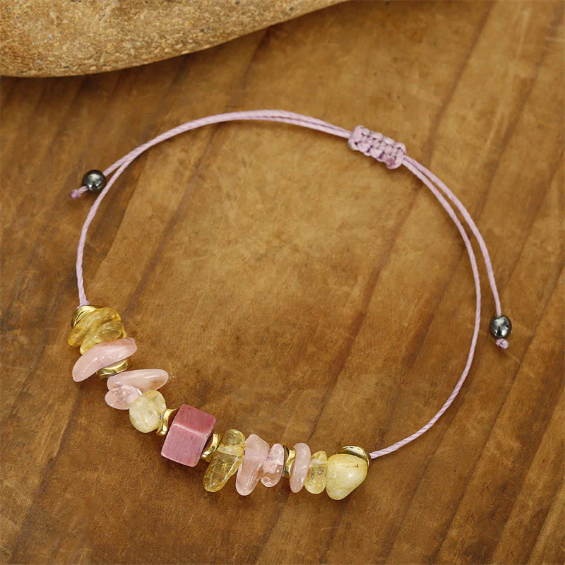 Buddha Stones Thank You Rose Quartz Citrine Rhodonite Passionate Bracelet