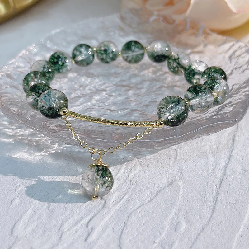 Buddha Stones Green Phantom Crystal Confidence Charm Bracelet