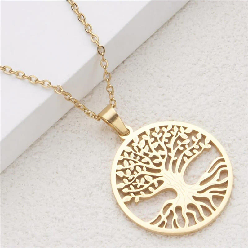 Buddha Stones The Tree Of Life Titanium Steel Enlightenment Necklace Pendant