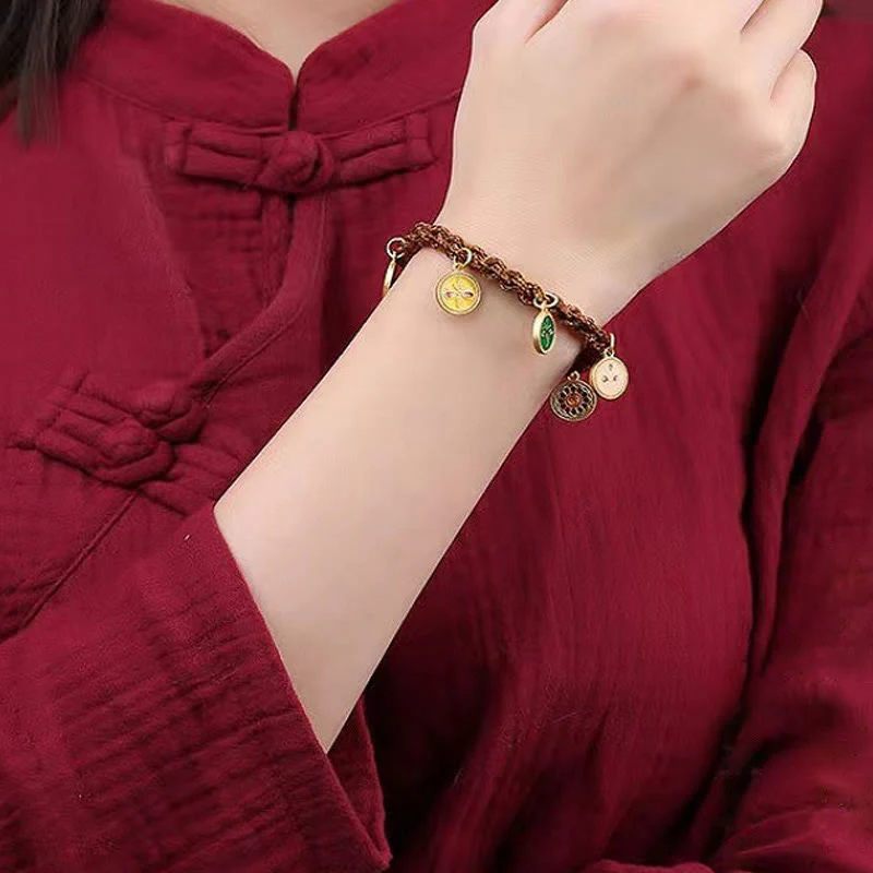 Buddha Stones Tibetan Five God Of Wealth Thangka Luck Braid String Bracelet