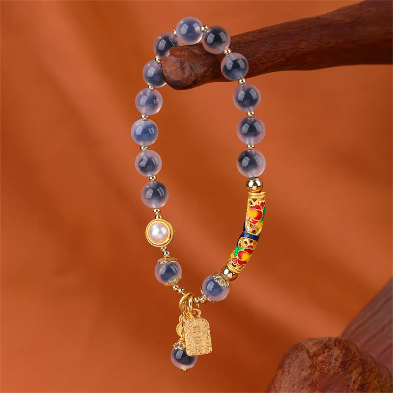 Buddha Stones Natural Blue Candy Agate Amulet Strength Bracelet