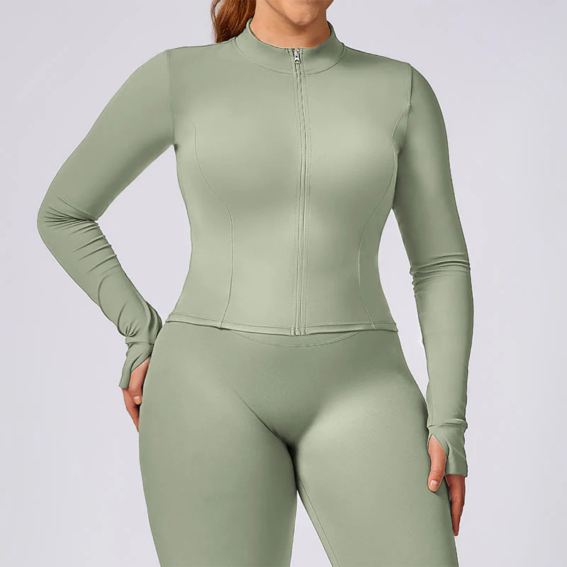 Buddha Stones PLUS SIZE Zip Up Solid Sports Jacket Flared Pants Leggings Gym Yoga Quick Drying Outfits