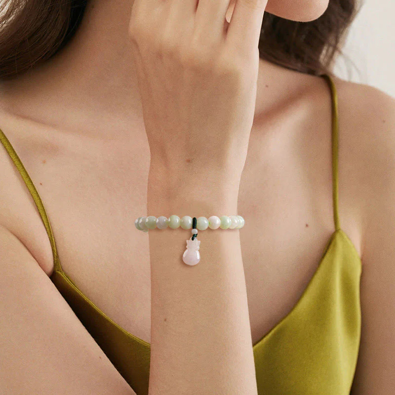 Buddha Stones Natural Jade Money Bag Charm Luck Bracelet