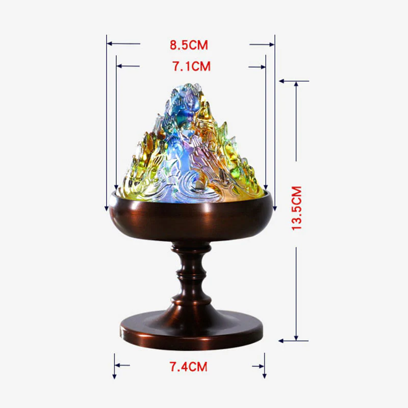 Buddha Stones Liuli Crystal Mountain Healing Meditation Incense Burner