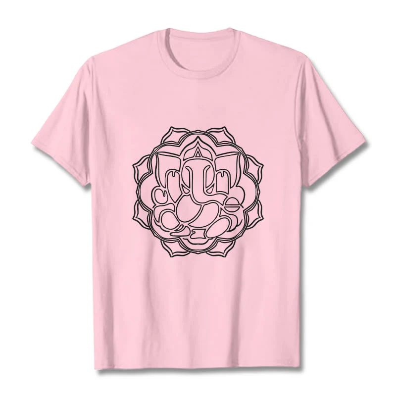Buddha Stones Casual Mandala Design Ganesha Pattern Cotton Tee T-shirt