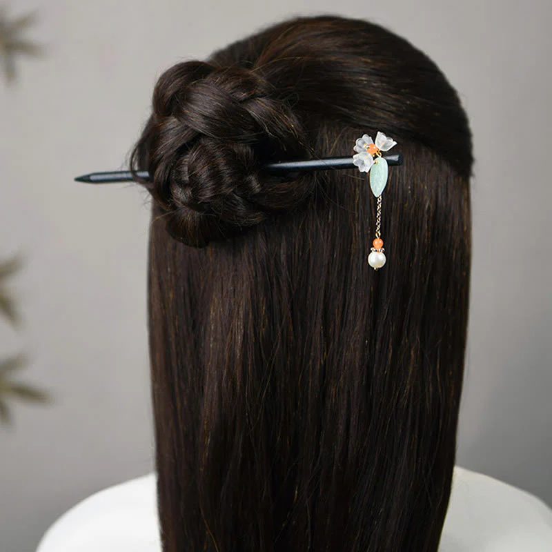 Buddha Stones Ebony Liuli Lily of the Valley Courage Hairpin