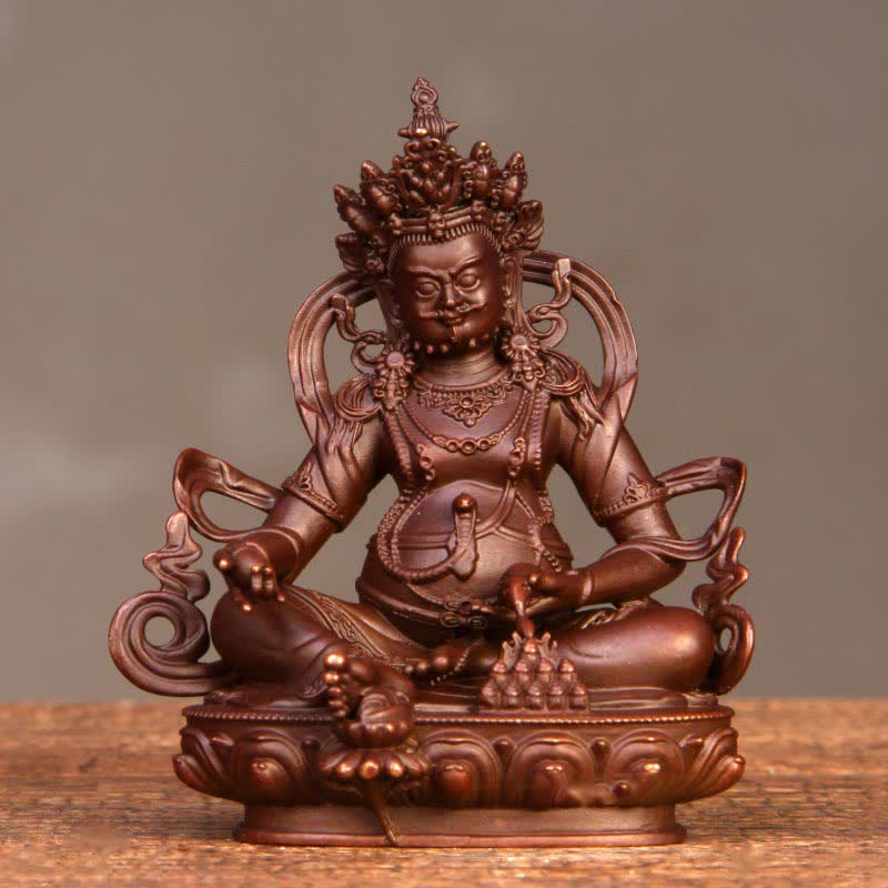Buddha Stones Yellow Jambhala Bodhisattva Figurine Compassion Copper Statue Home Office Decoration