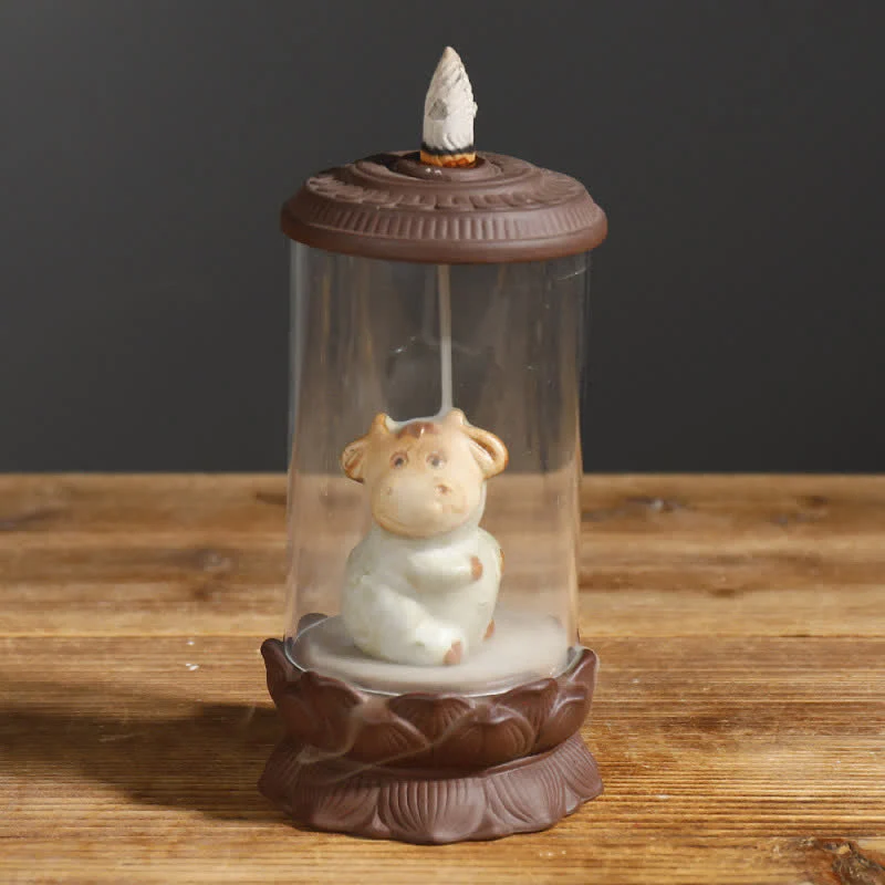 Buddha Stones Meditation Wukong Monkey King Purple Clay Windshield Lotus Backflow Smoke Fountain Incense Burner Decoration