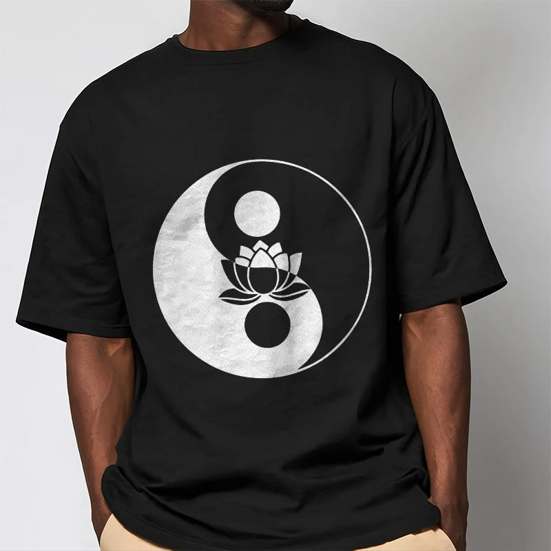 Buddha Stones Yin Yang Lotus Flower Tee T-shirt