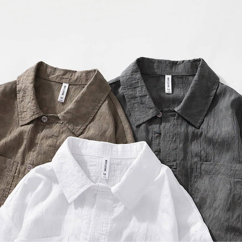 Buddha Stones Commute Plain Buttons Men's Short Sleeve Shirt With Pockets