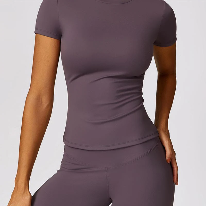 Buddha Stones Women Short Sleeve T-Shirt Top High Waist Leggings Pants For Sports Yoga