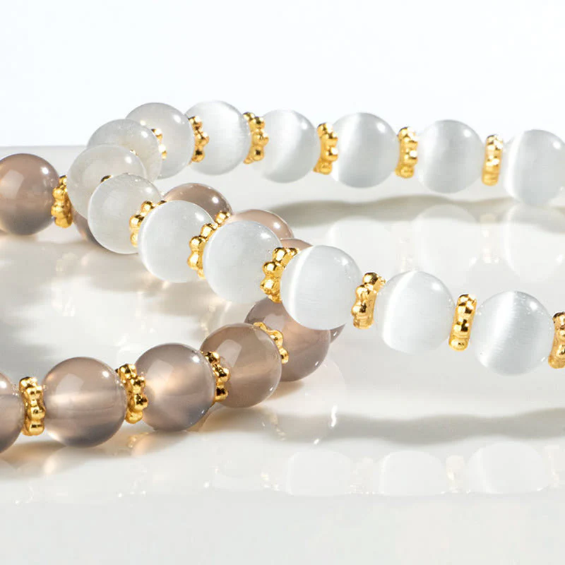 Buddha Stones Year Of The Dragon Natural Red Agate Pink Crystal Black Onyx Dumpling Luck Fu Character Bracelet