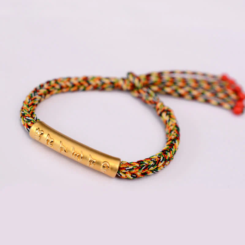 Buddha Stones 999 Sterling Silver Om Mani Padme Hum Protection Strength String Bracelet