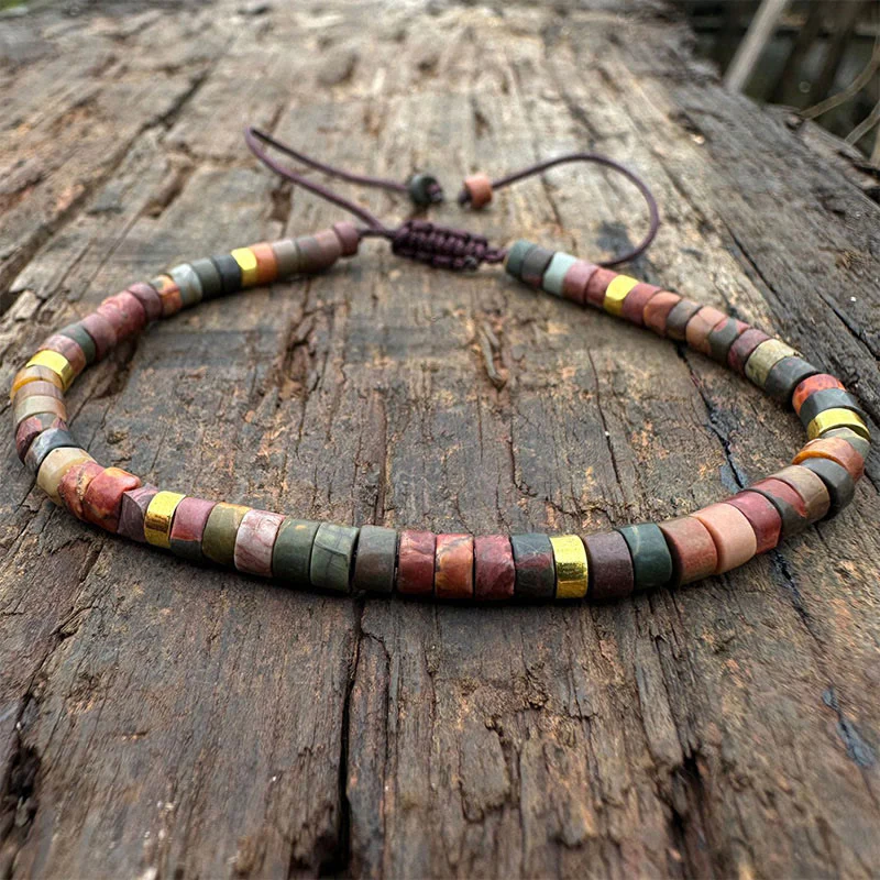 Buddha Stones Rhodonite Healing Relationships Spacer Bead Bracelet
