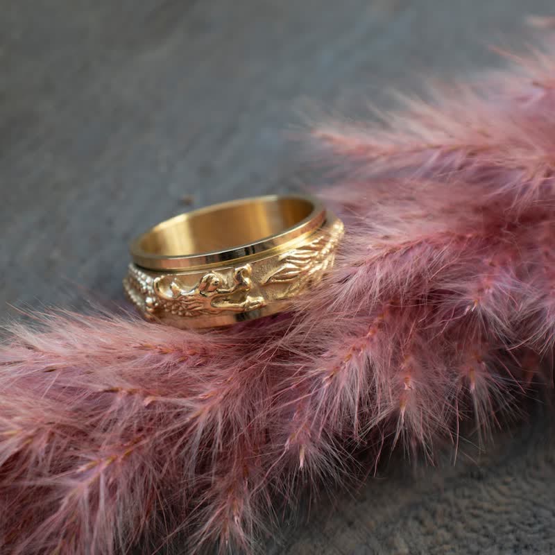 Buddha Stones Dragon Titanium Steel Stimulation Rotatable Ring (Extra 30% Off | USE CODE: FS30)