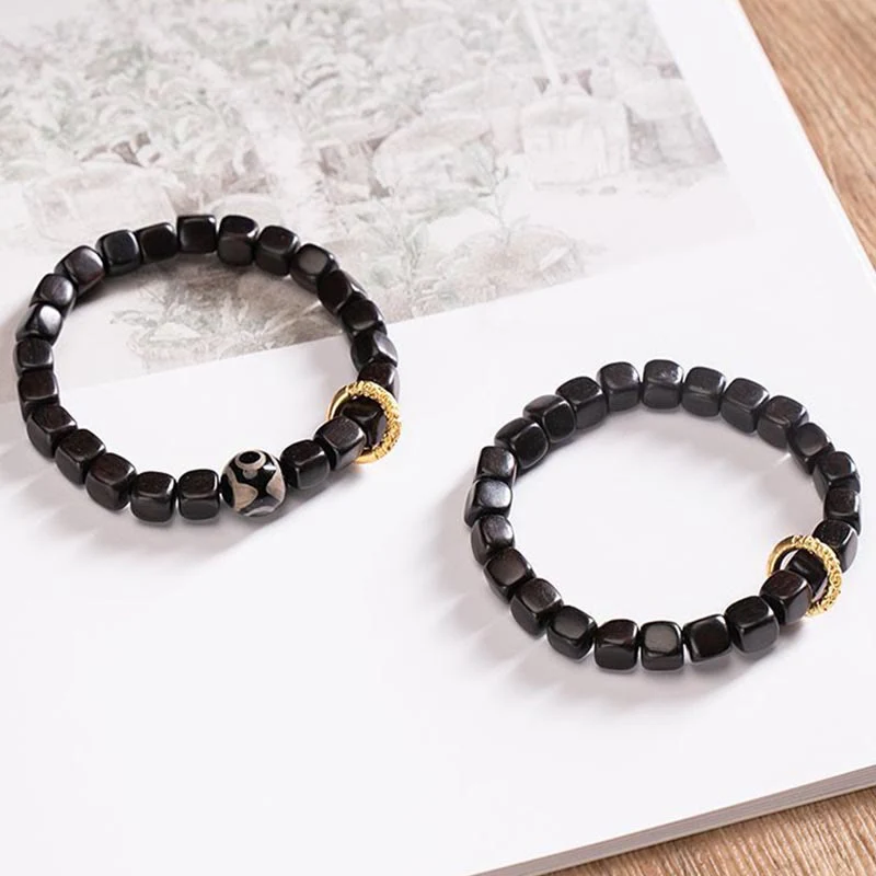Buddha Stones Tibetan Ebony Wood Dzi Bead Balance Calm Bracelet