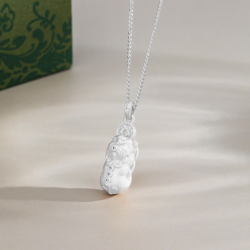 Buddha Stones 925 Sterling Silver Mini PiXiu Dorje Vajra Wealth Necklace Pendant