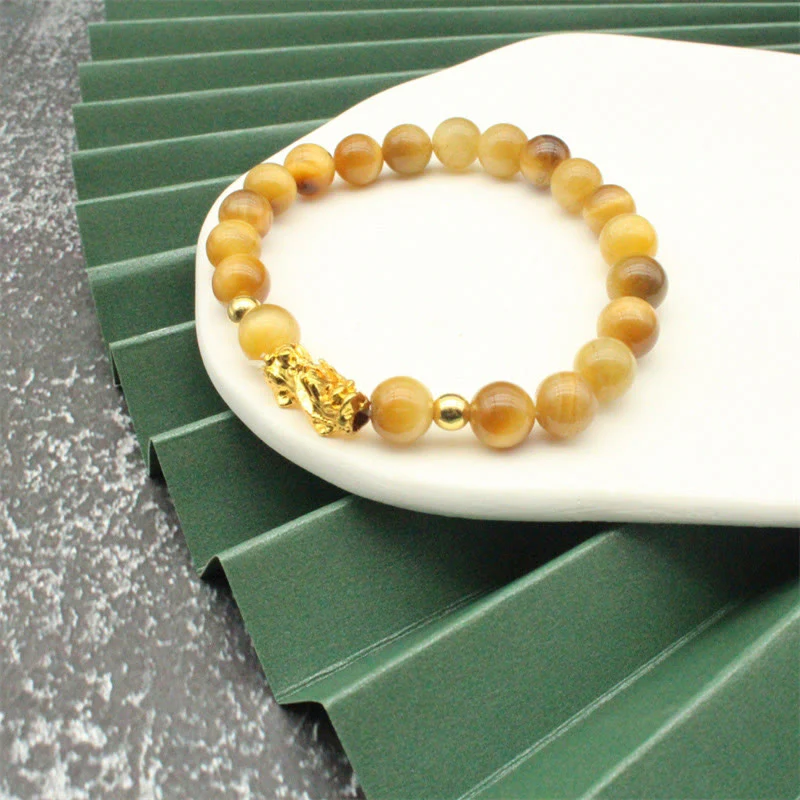Buddha Stones Various Color Tiger Eye Beads Pixiu Wealth Courage Bracelet