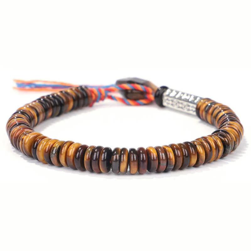 Buddha Stones Tibetan Tiger Eye Om Mani Padme Hum Protection Power Bracelet