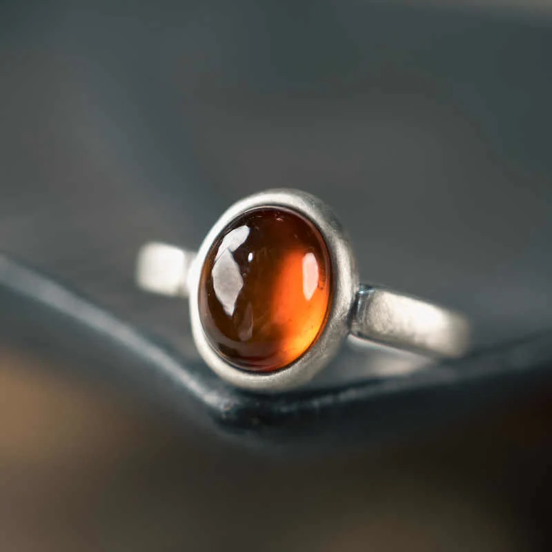 Buddha Stones Natural 925 Sterling Silver Garnet Adjustable Inserted Calm Ring