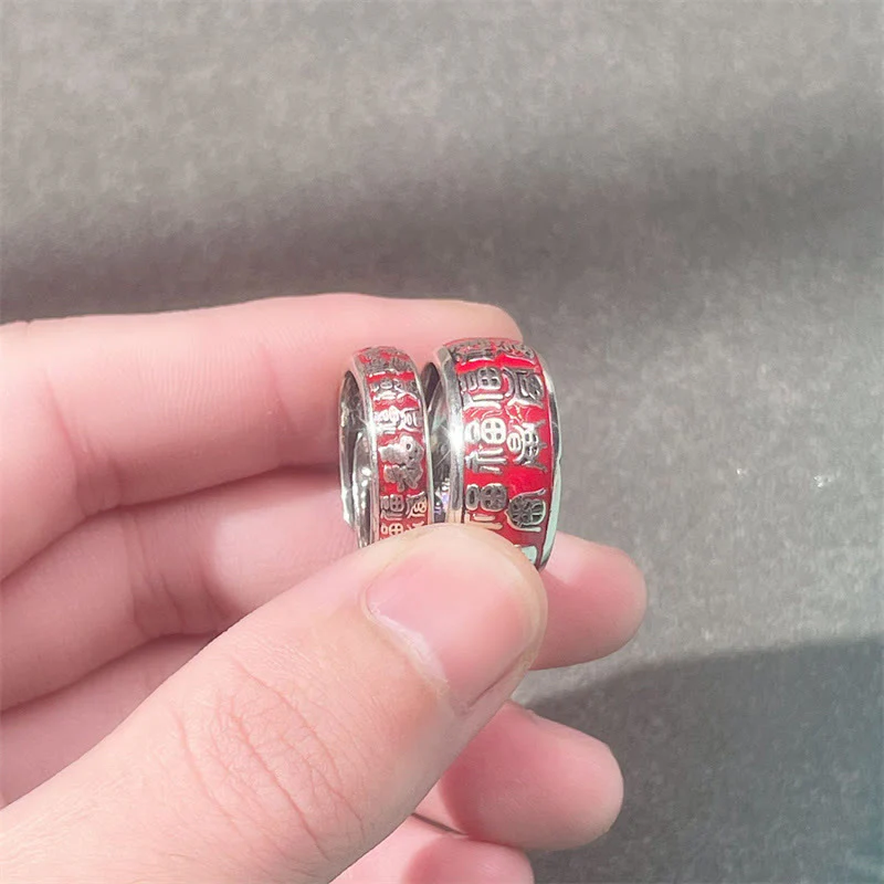 Buddha Stones Fu Character Design Fortune Luck Copper Adjustable Ring