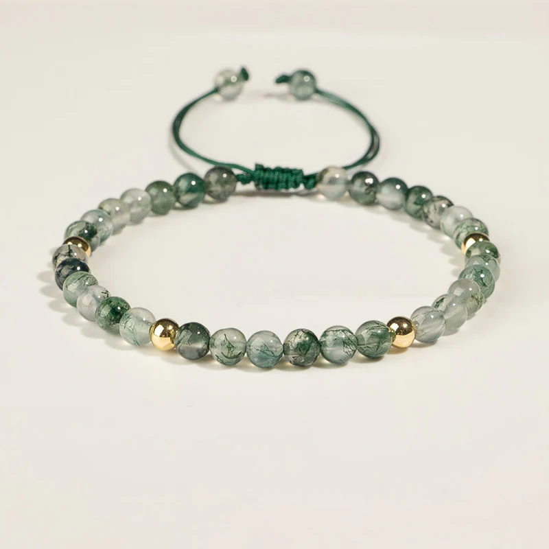 Buddha Stones Moss Agate Lucky Balance Bracelet