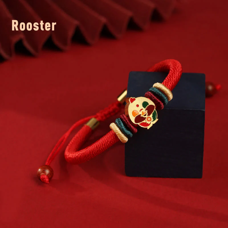 Buddha Stones Handmade 925 Sterling Silver Year of the Dragon Cute Chinese Zodiac Luck Braided Red Bracelet