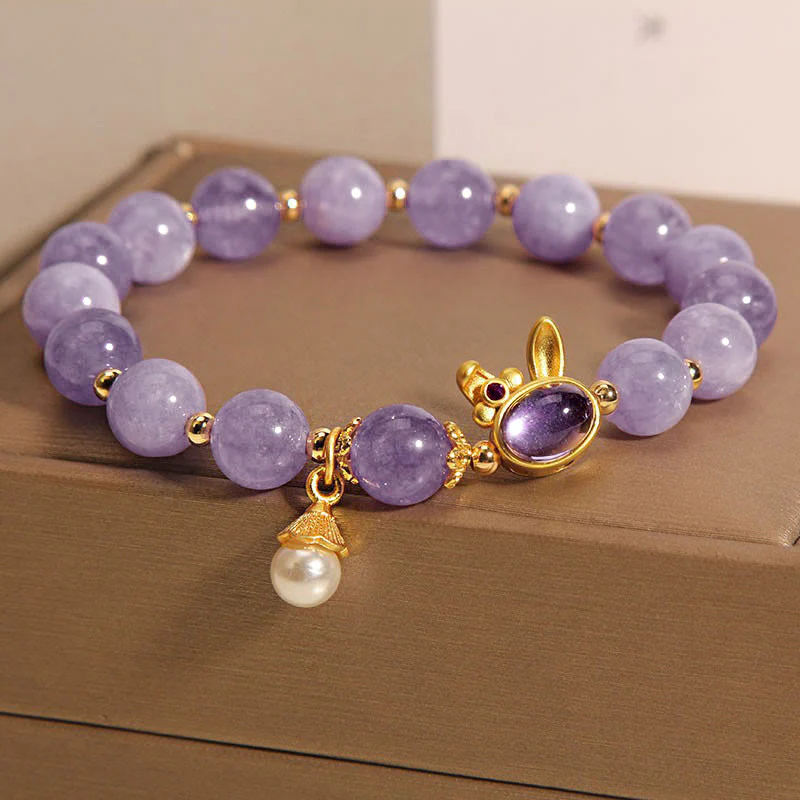 Buddha Stones Natural Purple Quartzite Rabbit Happiness Bracelet