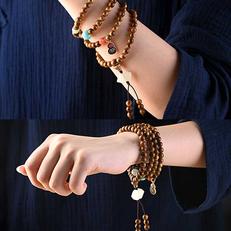 Buddha Stones Tibetan Rosewood Protection Calm Bracelet Mala