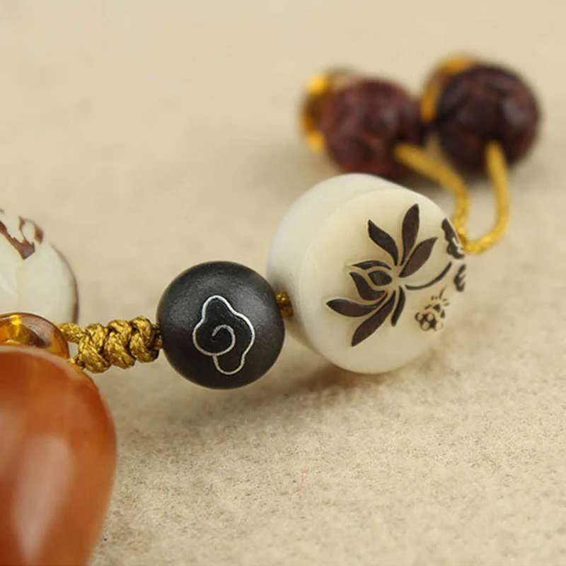 Buddha Stones Tibetan Mala White Bodhi Seed Peace Bracelet