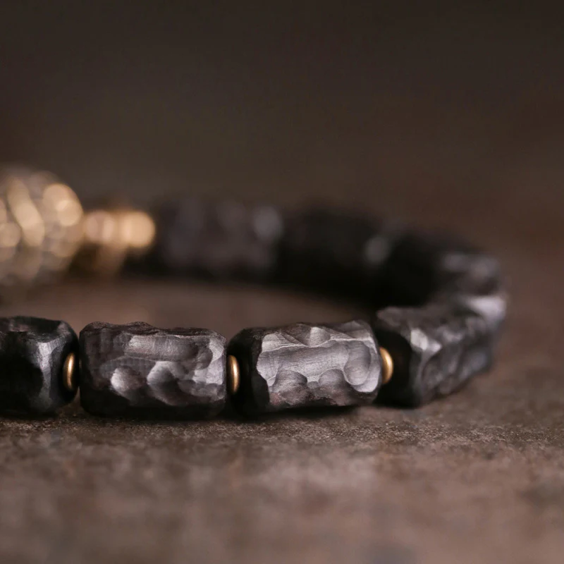 Buddha Stones Ebony Wood Copper Balance Protection Couple Bracelet