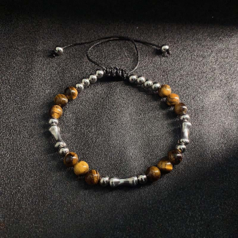 Buddha Stones Cute Bone Pattern Tiger Eye Courage Beads Bracelet