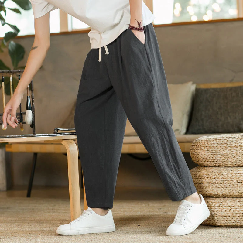 Buddha Stones Summer Men's Cotton Pants With Pockets