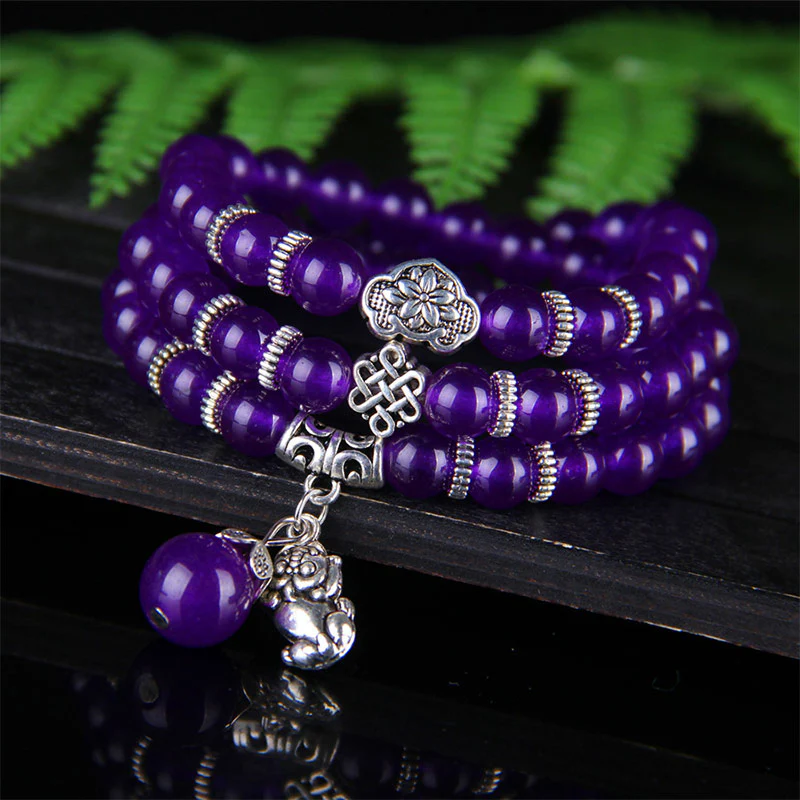 Buddha Stones The Amethyst Pixiu Wealth Bracelet