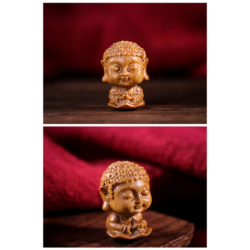 Buddha Stones Chinese Zodiac Natal Buddha Green Sandalwood Lotus Engraved Positive Home Decoration