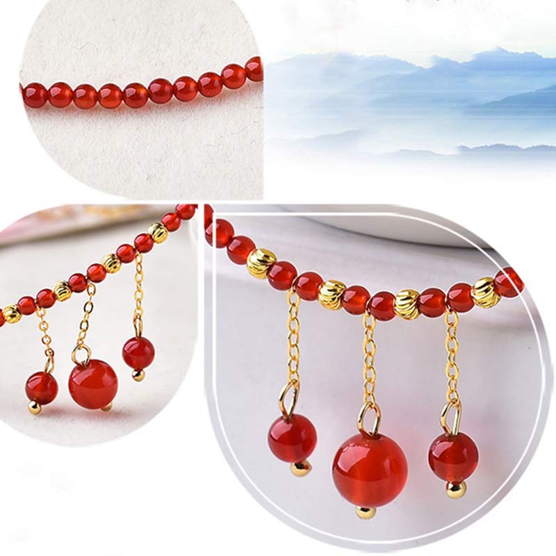 Buddha Stones Red Agate Confidence Calm Anklet