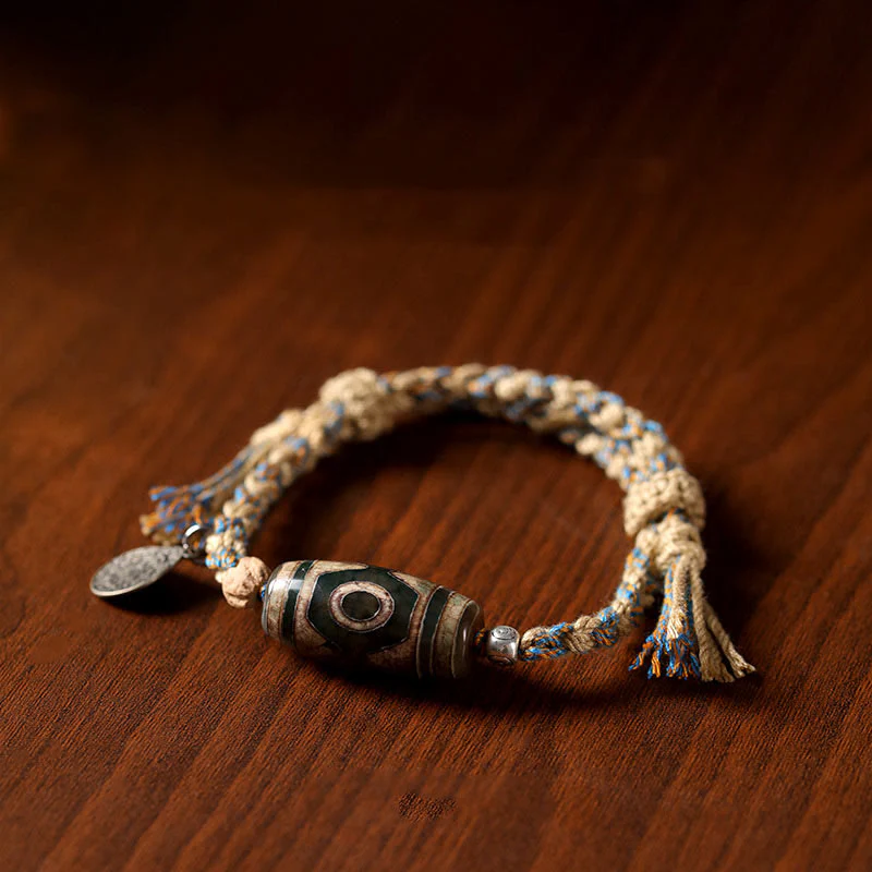 Buddha Stones Tibetan Dzi Bead Wealth  Protection Braided Bracelet
