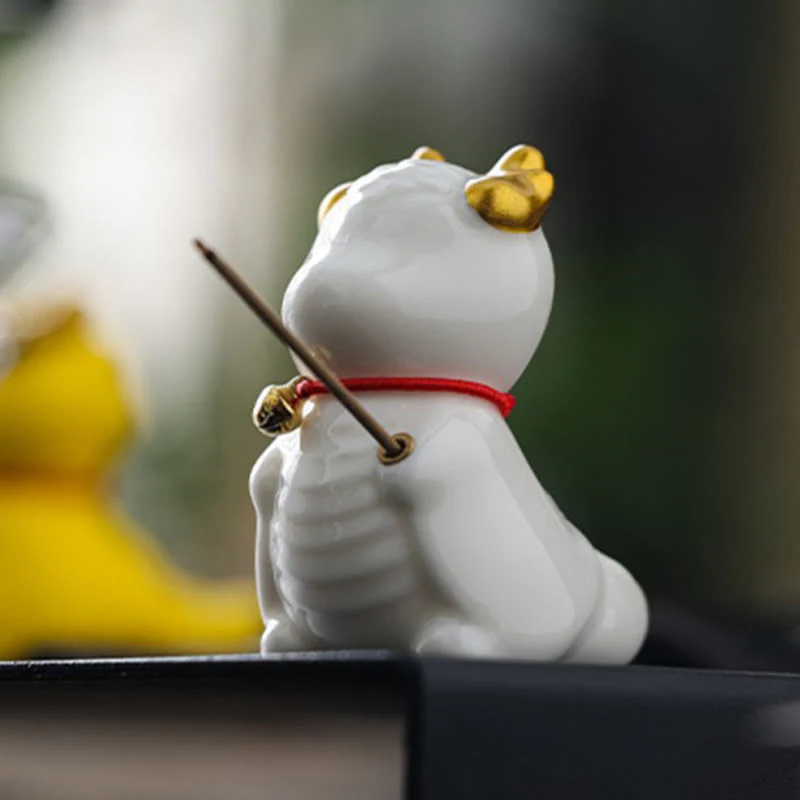 Buddha Stones Dragon Bell Healing Ceramic Incense Burner Desk Decoration