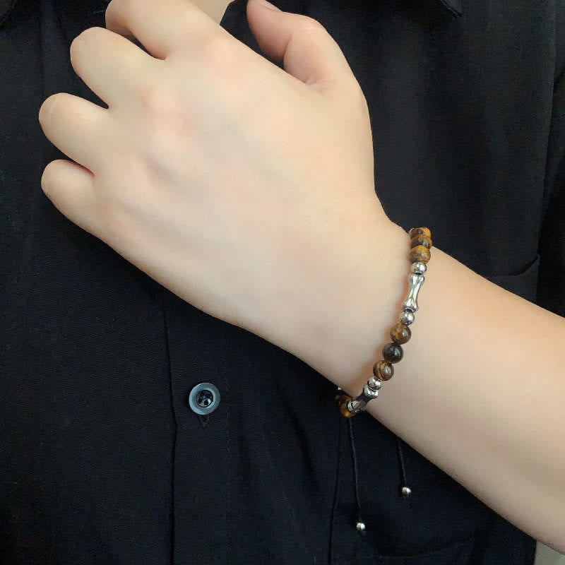 Buddha Stones Cute Bone Pattern Tiger Eye Courage Beads Bracelet