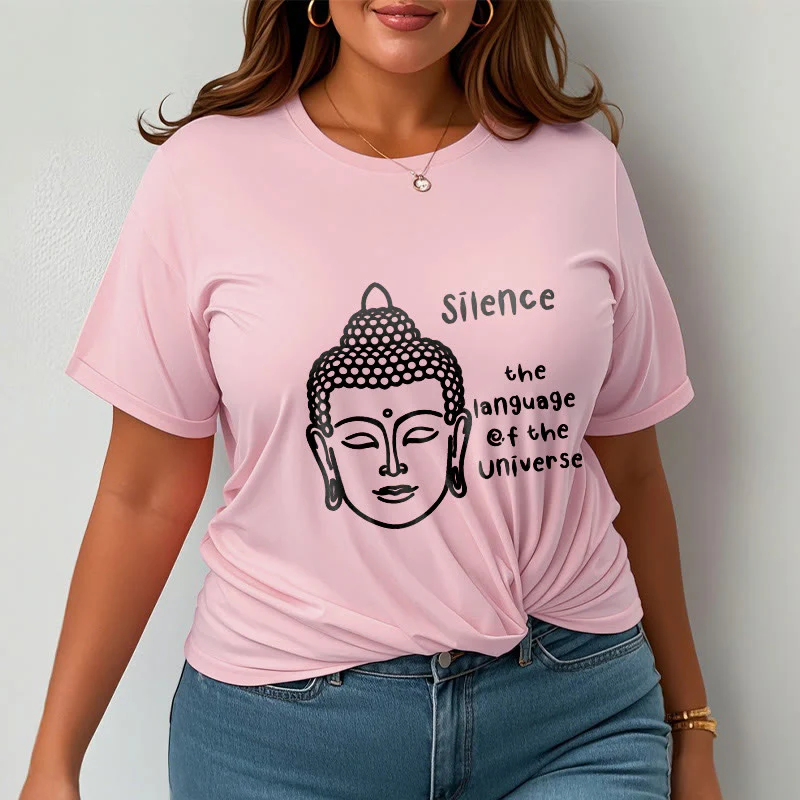 Buddha Stones Casual Meditating Buddha Head Pattern Cotton Tee T-shirt