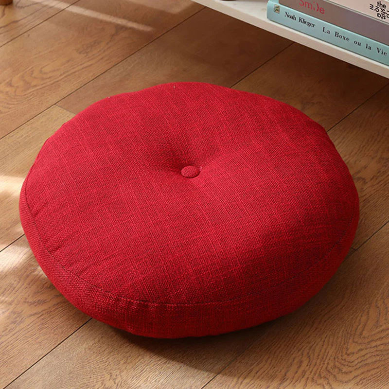Buddha Stones Lotus Simple Pattern Linen Meditation Seat Cushion Home Living Room Decoration