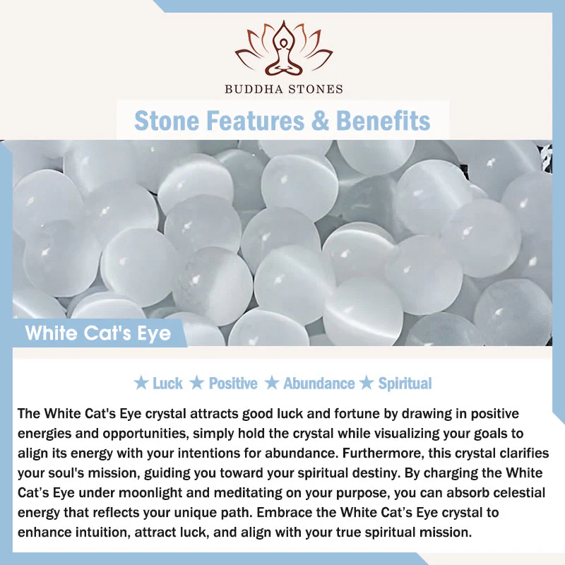 Buddha Stones Natural Amethyst White Cat's Eye Beads Balance Bracelet