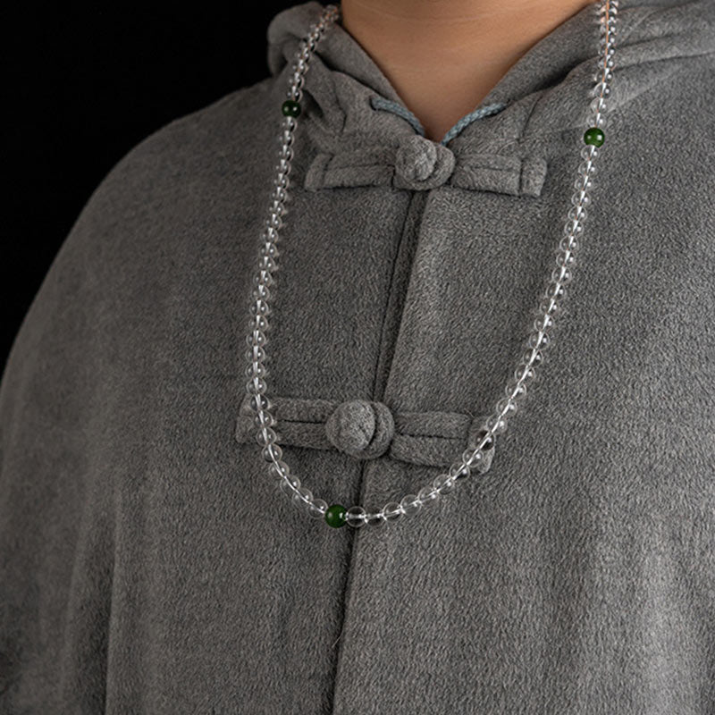 Buddha Stones 108 Beads White Crystal Jade Meditation Bracelet Mala